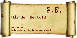Héder Bertold névjegykártya